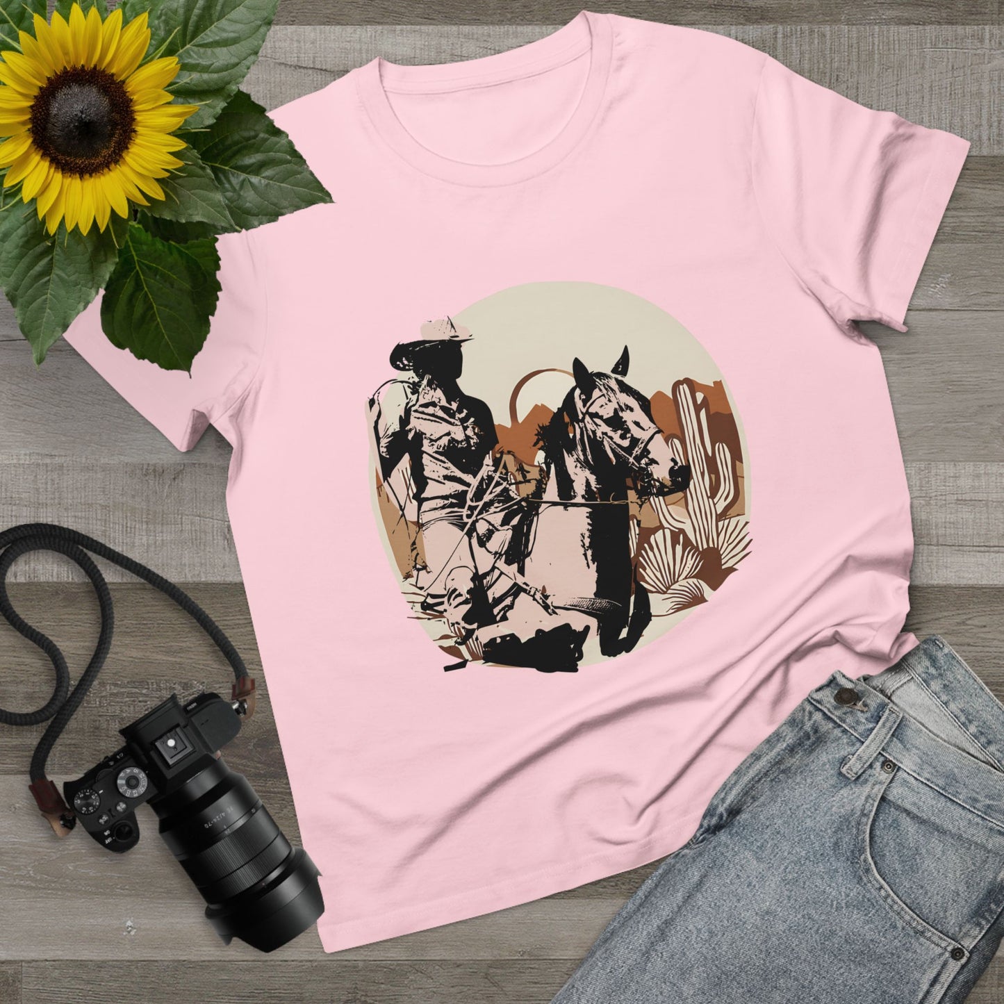 Women’s Rustic Cowboy Tee - Western Style Graphic T-Shirt for Country Lovers