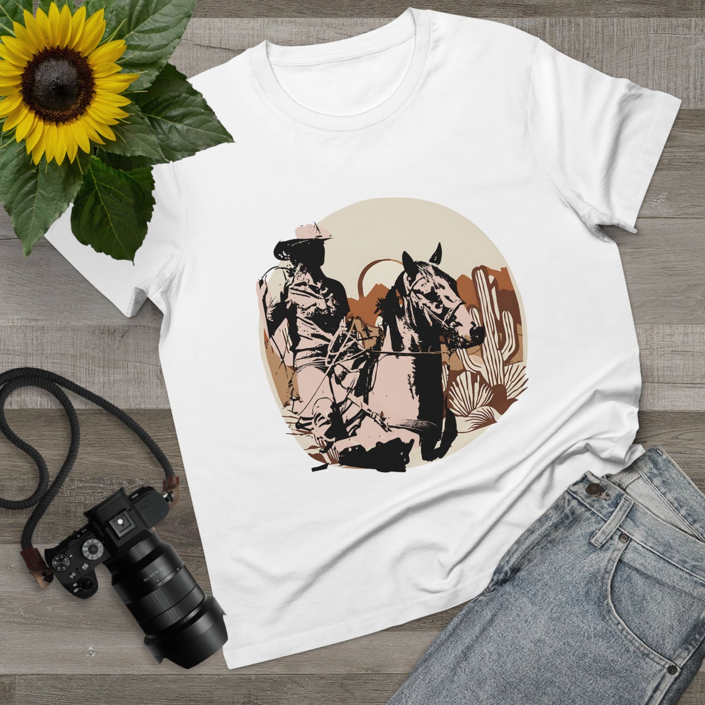 Women’s Rustic Cowboy Tee - Western Style Graphic T-Shirt for Country Lovers