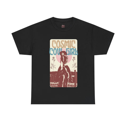 Cosmic Cowgirls Unisex Heavy Cotton Tee - Retro Western Graphic Shirt