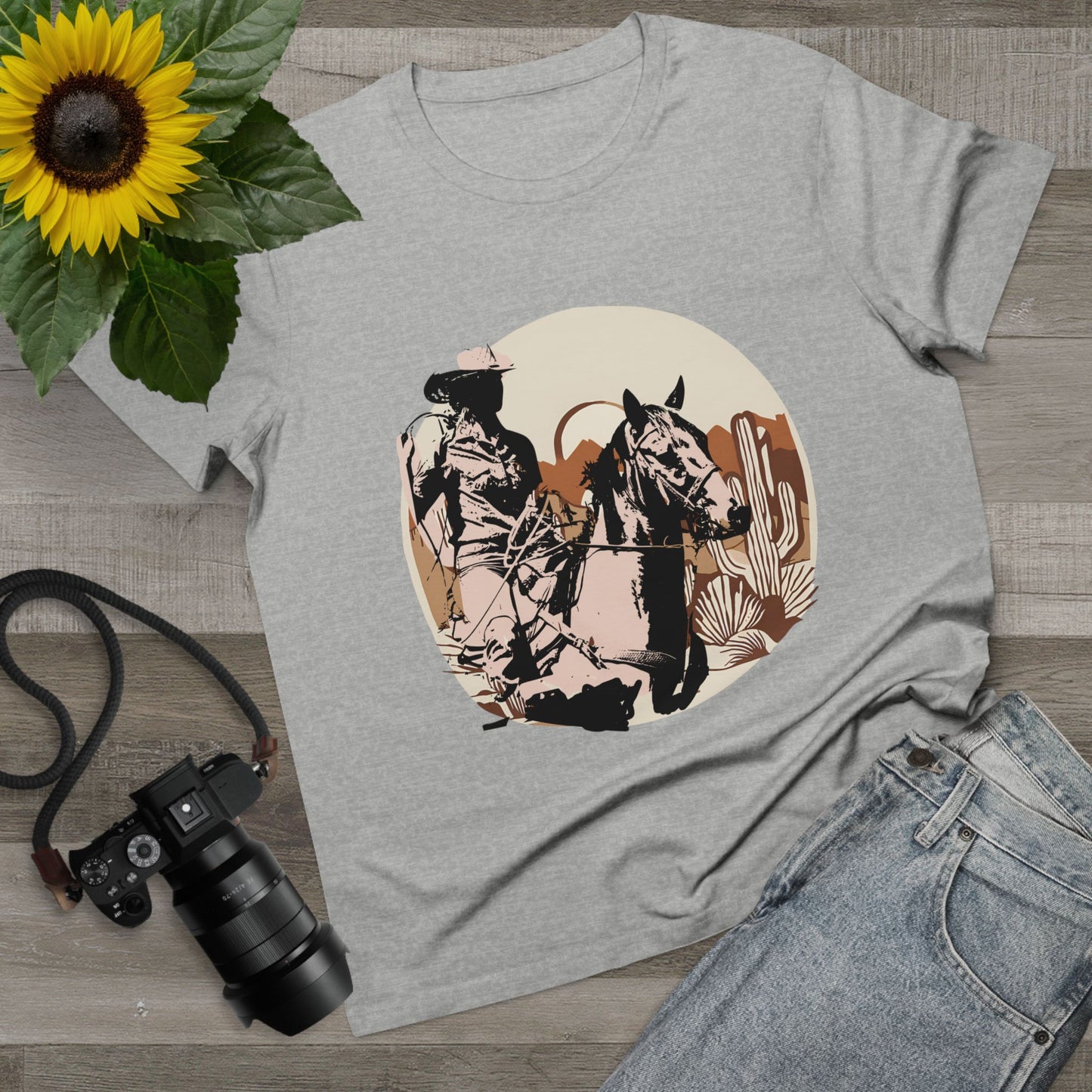 Women’s Rustic Cowboy Tee - Western Style Graphic T-Shirt for Country Lovers