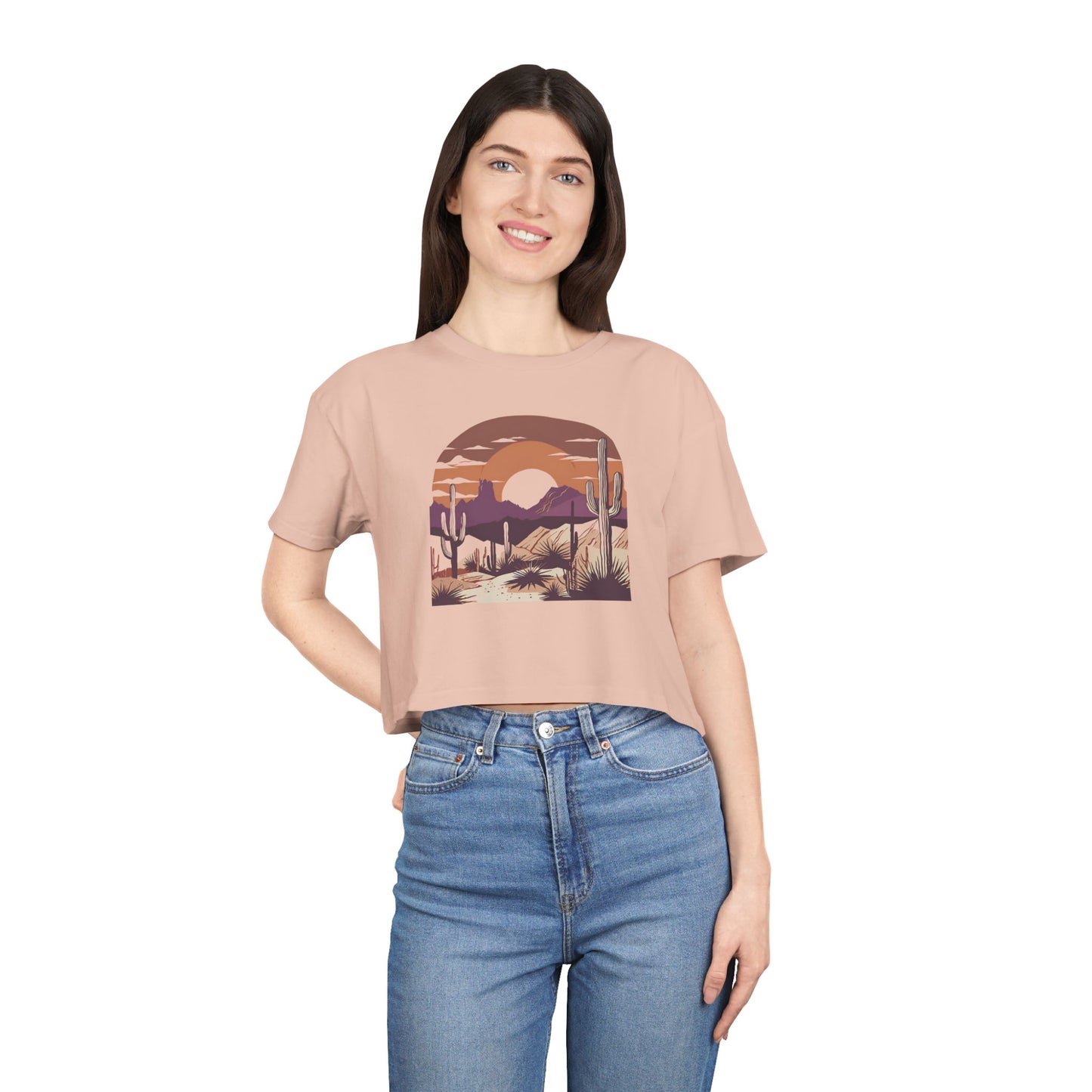 Sunset Crop Tee - Western Design for Women