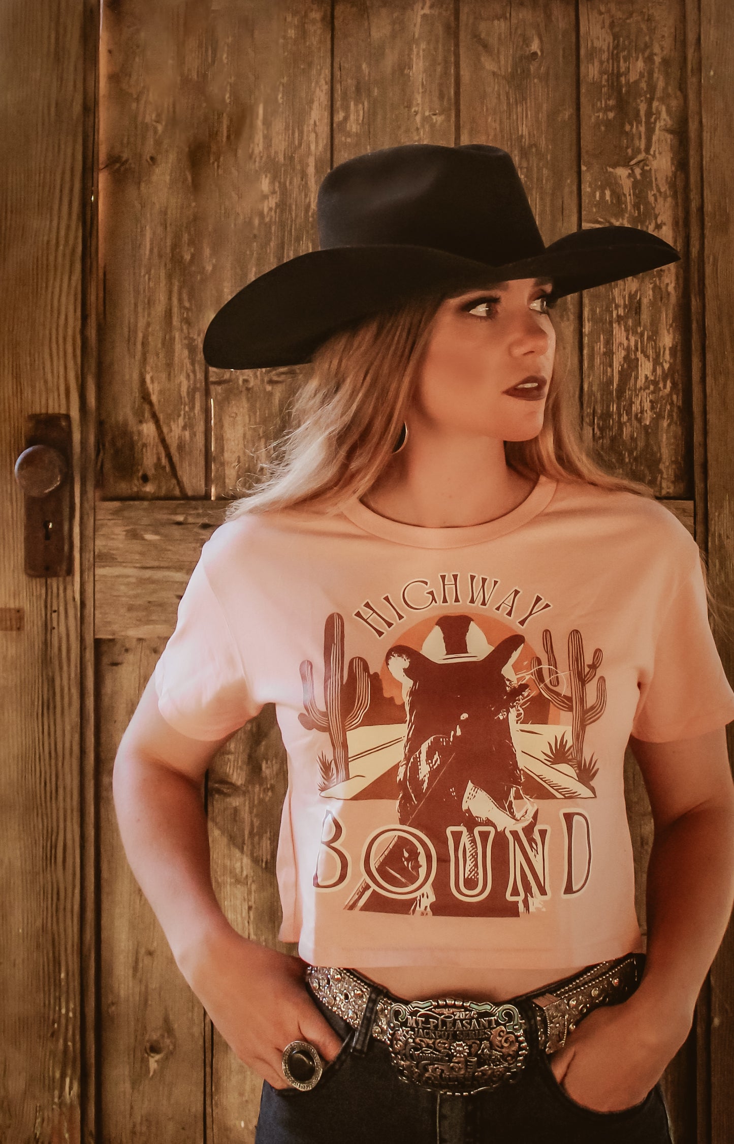 Highway Bound Women's Crop Tee - Boho Cowgirl Style