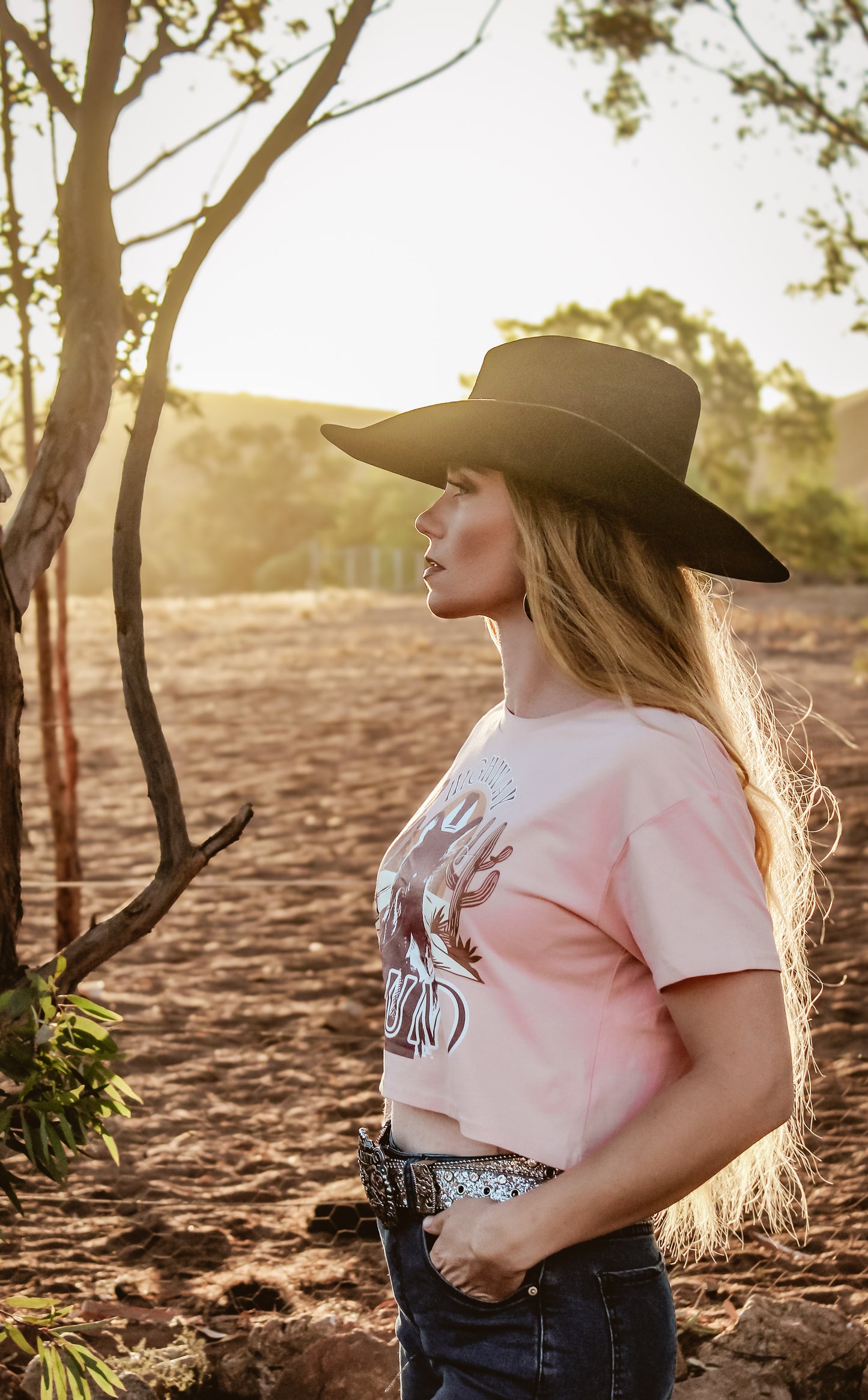 Highway Bound Women's Crop Tee - Boho Cowgirl Style