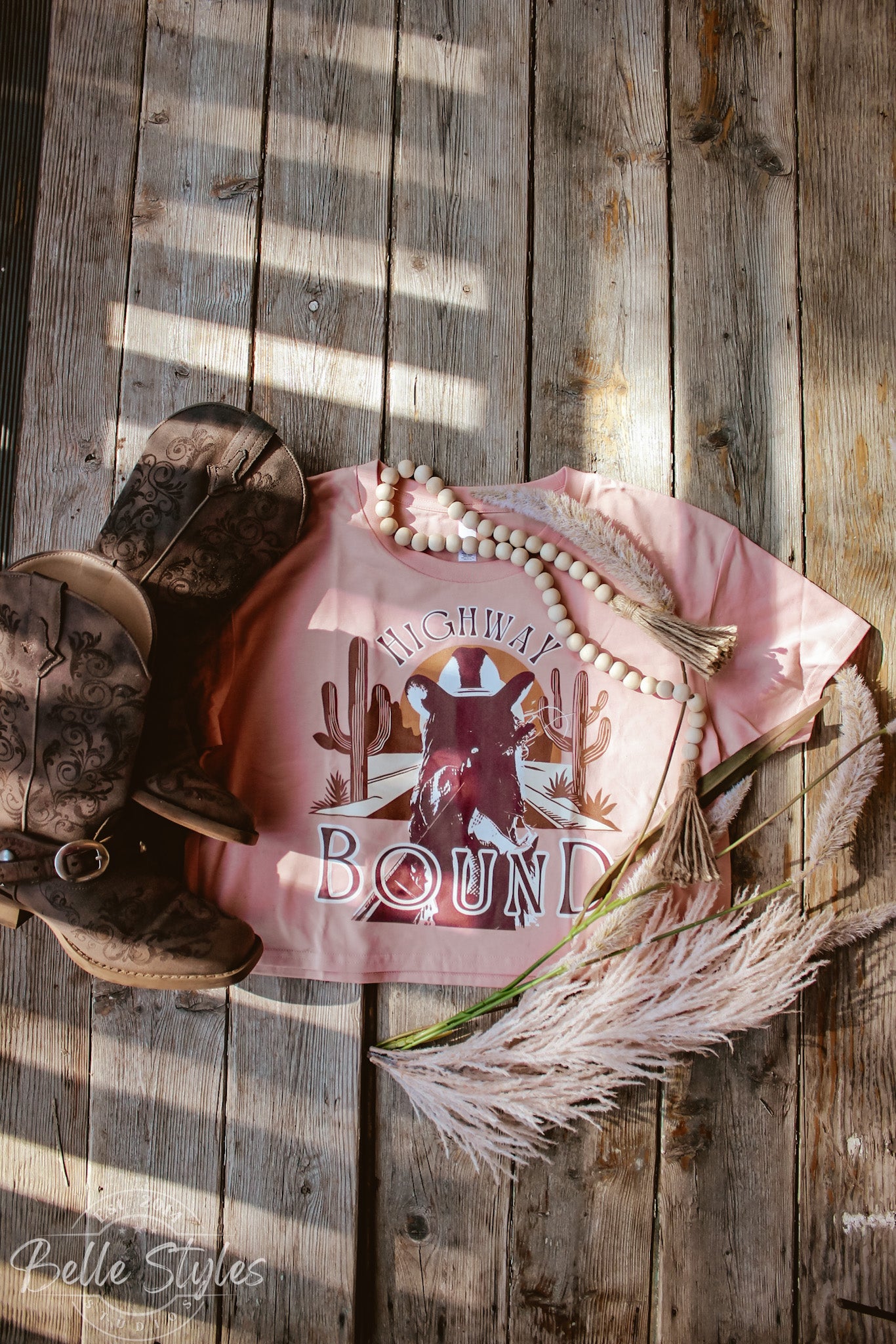 Highway Bound Women's Crop Tee - Boho Cowgirl Style