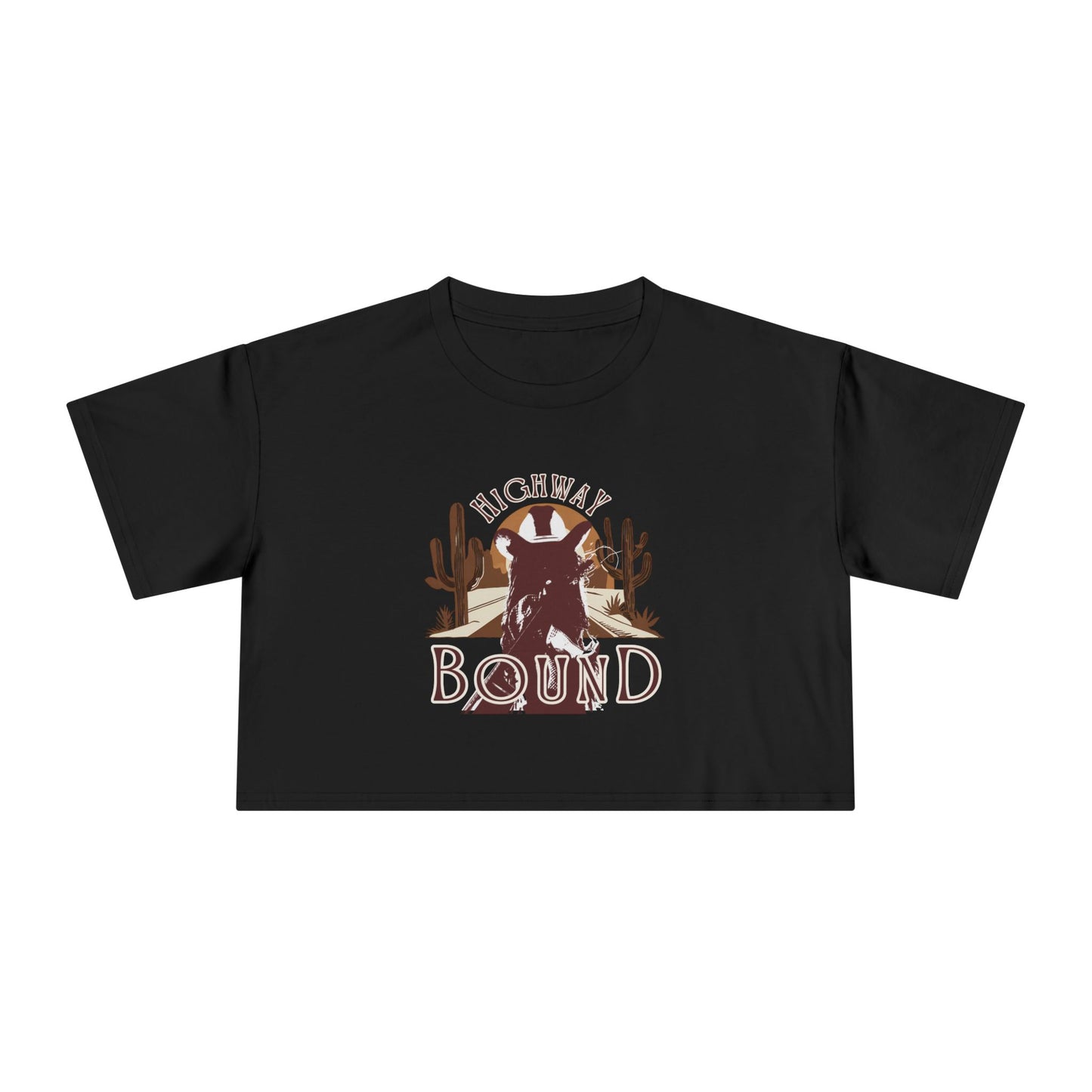 Highway Bound Women's Crop Tee - Boho Cowgirl Style